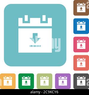 download schedule data white flat icons on color rounded square backgrounds Stock Vector