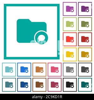 Directory notifications flat color icons with quadrant frames on white background Stock Vector