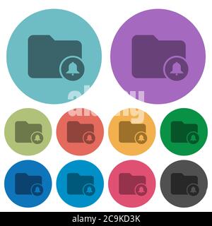 Directory alerts darker flat icons on color round background Stock Vector