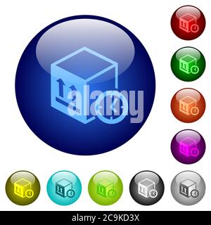 Package shipping time icons on round color glass buttons Stock Vector