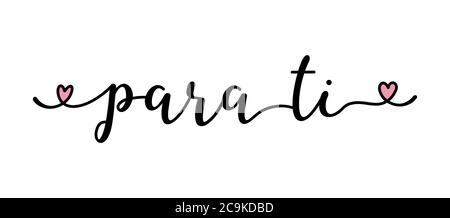 Handwritten love word. I love you in Spanish: Te quiero. Marker  lettering. Vector illustration, flat design Stock Vector Image & Art - Alamy