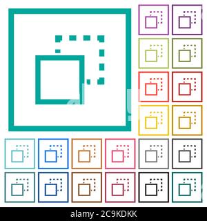 Send element to back flat color icons with quadrant frames on white background Stock Vector