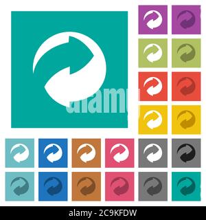 Eco packing symbol multi colored flat icons on plain square backgrounds. Included white and darker icon variations for hover or active effects. Stock Vector
