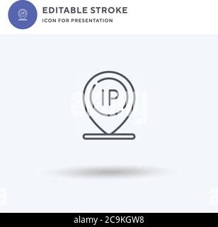 Ip icon vector, filled flat sign, solid pictogram isolated on white, logo illustration. Ip icon for presentation. Stock Vector