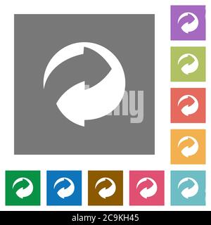 Eco packing symbol flat icons on simple color square backgrounds Stock Vector