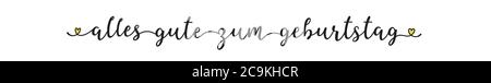 Hand sketched Alles Gute zum Geburtstag quote as banner. Translated Happy Birthday. Lettering for header, flyer, card, poster, gift Stock Vector