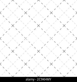Dotted line seamless pattern. Geometric striped vector illustration. Repeating geometric shapes, cross, diagonal dotted line. Seamless fabric texture. Stock Vector