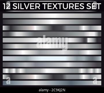 Vector Set of Silver Gradients, Silver Squares Collection, Textures Group Eps 10 Stock Vector