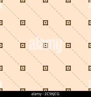 Seamless geometric pattern. Vintage background of dotted and crossed line. Repeating geometric shapes, cross, circle, rhombus, diagonal dotted line. Stock Vector