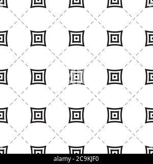 Seamless geometric pattern. Geometric shapes, cross, circle, rhombus, diagonal dotted line. Abstract seamless background of dotted and crossed line. Stock Vector
