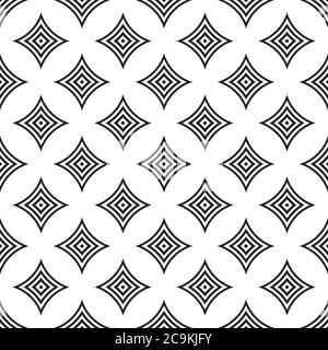 Seamless geometric pattern. Repeating geometric shapes, circle, rhombus. Abstract seamless background. Monochrome wallpaper for textile print. Stock Vector