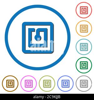 NFC sticker flat color vector icons with shadows in round outlines on white background Stock Vector