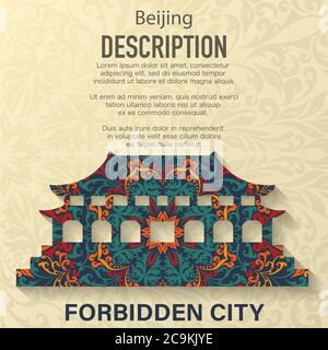 Forbidden city floral pattern background Stock Vector