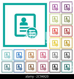 Contact options flat color icons with quadrant frames on white background Stock Vector
