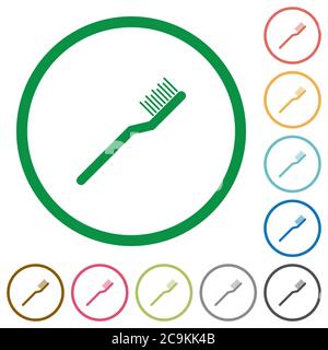 Toothbrush flat color icons in round outlines on white background Stock Vector