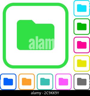 Single folder vivid colored flat icons in curved borders on white background Stock Vector