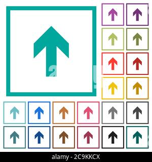 Up arrow flat color icons with quadrant frames on white background Stock Vector