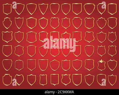 Mega Set and Big Group, Award Shield and Luxury Emblem Vector Design Stock Vector