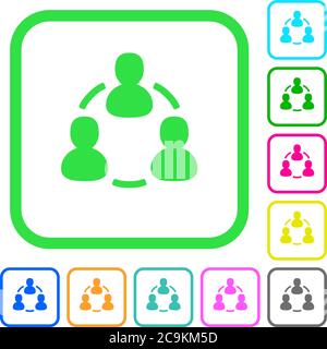 Online users vivid colored flat icons in curved borders on white background Stock Vector
