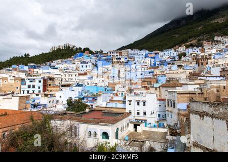 Panoramic view of Chefchaouen, Morocco Stock Photo