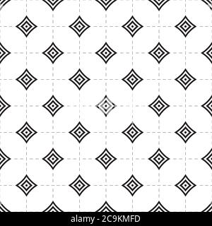 Seamless geometric pattern. Abstract seamless background of dotted and crossed line. Geometric shapes, cross, circle, rhombus, diagonal dotted line. Stock Vector