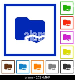 Shared folder flat color icons in square frames on white background Stock Vector