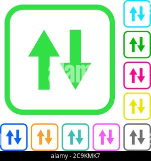 Data traffic vivid colored flat icons in curved borders on white background Stock Vector