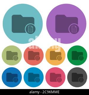 Directory properties darker flat icons on color round background Stock Vector