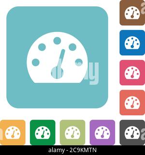 Dashboard white flat icons on color rounded square backgrounds Stock Vector