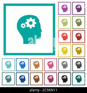 User settings flat color icons with quadrant frames on white background Stock Vector