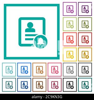 Contact notifications flat color icons with quadrant frames on white background Stock Vector