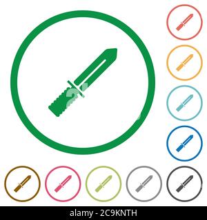 Knife flat color icons in round outlines on white background Stock Vector