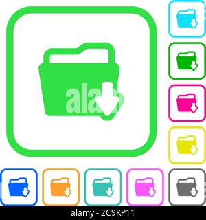 Download folder vivid colored flat icons in curved borders on white background Stock Vector