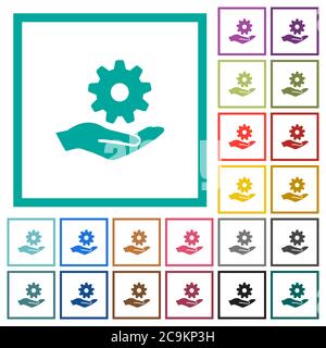 Maintenance service flat color icons with quadrant frames on white background Stock Vector