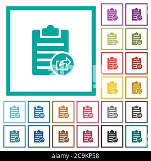 Export note flat color icons with quadrant frames on white background Stock Vector
