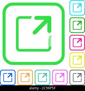 Maximize window vivid colored flat icons in curved borders on white background Stock Vector