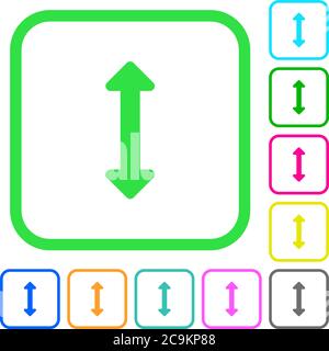 Resize vertical vivid colored flat icons in curved borders on white background Stock Vector