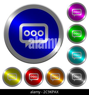 Working chat icons on round luminous coin-like color steel buttons Stock Vector