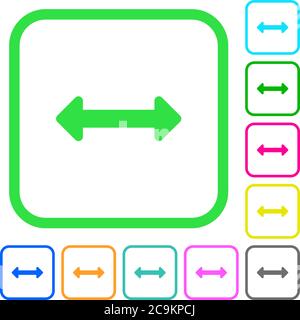 Resize horizontal vivid colored flat icons in curved borders on white background Stock Vector