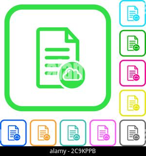 Cloud document vivid colored flat icons in curved borders on white background Stock Vector