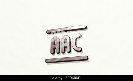 audio document aac from a perspective on the wall. A thick sculpture made of metallic materials of 3D rendering. illustration and background Stock Photo