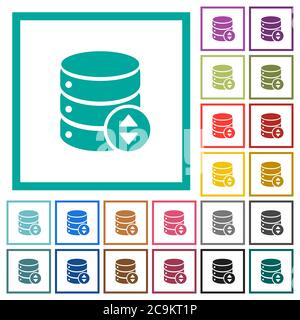 Adjust database value flat color icons with quadrant frames on white background Stock Vector