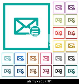 Mail options flat color icons with quadrant frames on white background Stock Vector