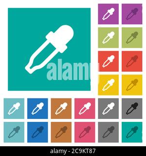 Color picker multi colored flat icons on plain square backgrounds. Included white and darker icon variations for hover or active effects. Stock Vector