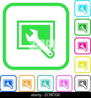 Screen settings vivid colored flat icons in curved borders on white ...