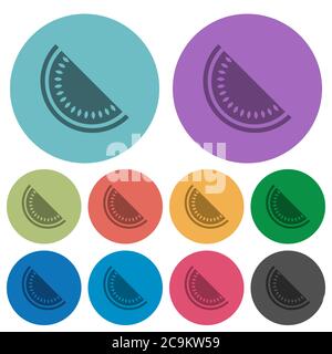 Slice of watermelon darker flat icons on color round background Stock Vector