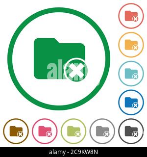 Cancel directory flat color icons in round outlines on white background Stock Vector