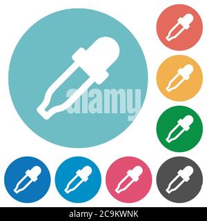 Color picker flat white icons on round color backgrounds Stock Vector