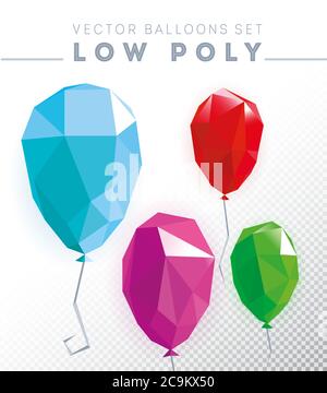 Low poly balloon design template. Abstract polygonal balloon. Balloon symbol.  Stock Vector