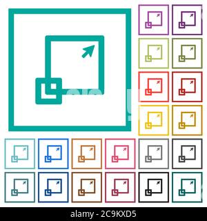 Maximize window flat color icons with quadrant frames on white background Stock Vector